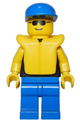 Plain Black Torso with Yellow Arms, Blue Legs, Sunglasses, Blue Cap, Life Jacket - pln097