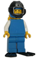 Plain Blue Torso with White Arms, Blue Legs, Blue Helmet, Black Underwater Visor, Yellow Airtanks, Black Flippers - Diver - pln100
