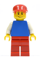 Plain Blue Torso with White Arms, Red Legs, Red Cap, Red Hair - pln109