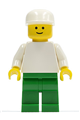 Plain White Torso with White Arms, Green Legs, White Cap, Standard Grin - pln111