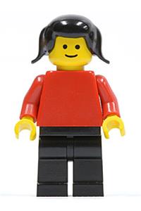 Plain Red Torso with Red Arms, Black Legs, Black Pigtails Hair pln112