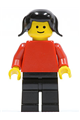 Plain Red Torso with Red Arms, Black Legs, Black Pigtails Hair - pln112