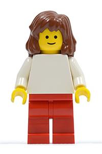 Plain White Torso with White Arms, Red Legs, Reddish Brown Mid-Length Female Hair pln113