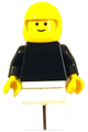 Plain Black Torso with Black Arms, White Legs, Yellow Helmet - pln114