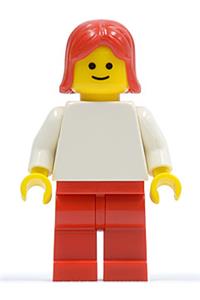Plain White Torso with White Arms, Red Legs, Red Female Hair pln115
