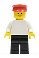 Plain White Torso with White Arms, Black Legs, Red Hat - pln123