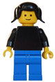 Plain Black Torso with Black Arms, Blue Legs, Black Pigtails Hair - pln136