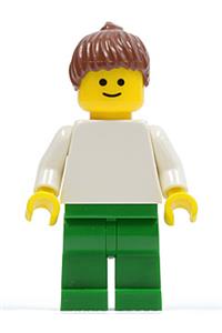 Plain White Torso with White Arms, Green Legs, Reddish Brown Ponytail Hair pln147