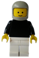 Plain Black Torso with Black Arms, White Legs, Light Gray Classic Helmet - pln152