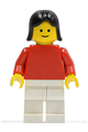 Plain Red Torso with Red Arms, White Legs, Black Female Hair - pln153