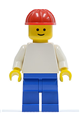 Plain White Torso with White Arms, Blue Legs, Red Construction Helmet - pln154