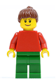 Plain Red Torso with Red Arms, Green Legs, Reddish Brown Ponytail Hair, Eyebrows - pln163