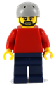 Plain Red Torso with Red Arms, Dark Blue Legs, Sports Helmet and Black Beard - pln175a