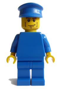 Lufthansa Pilot Minifigure - Minifigure wearing a plain blue torso with blue arms and legs, topped with a matching blue hat - pln178