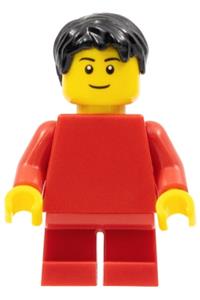 Boy Minifigure - Minifigure with plain red torso, red arms, and red short legs - pln180