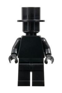 Plain Black Magician Minifigure - Plain magician with a black torso, black legs, black head, and a black top hat - pln201