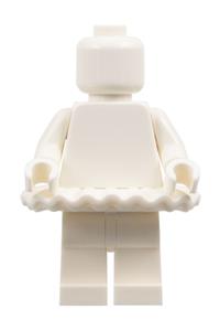 Plain White Ballerina Minifigure - Ballerina with white head, torso, legs, and a white monochrome tutu - pln203
