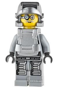Brains Power Miner Minifigure - Power Miner Brains with gray outfit - pm032