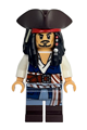 Captain Jack Sparrow wearing a white shirt, dark blue plain vest, dark brown boots, and a tricorne - poc044