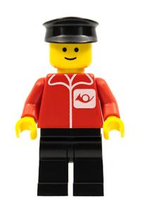 Post Office Worker Minifigure - Reissued post office worker with black legs and a black hat - post001new