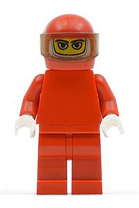 F1 Ferrari Driver Minifigure - F1 Ferrari driver wearing a helmet and balaclava, with torso stickers on front and back - rac024bs
