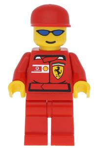 F1 Ferrari Truck Driver Minifigure - Truck driver for F1 Ferrari team with torso stickers - rac026s