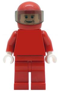 Felipe Massa Minifigure - Fernando Massa in Ferrari F1 attire with a red plain helmet, lacking torso stickers - rac027