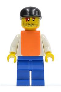 F1 Cameraman Minifigure - F1 - Cameraman - Brown Hair, Orange Vest without Stickers - rac028a