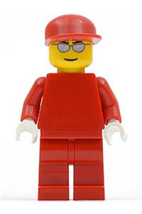 F1 Ferrari Engineer Minifigure - Ferrari F1 engineer without torso stickers, featuring white hands - rac030a