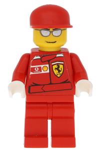 F1 Ferrari Engineer Minifigure - Ferrari F1 engineer with torso stickers and white hands - rac030as