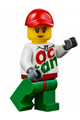 Female race car mechanic in a white Octan race suit with a silver zipper, wearing a red cap with a hole and peach lips - rac060