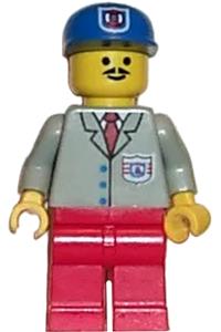 Coast Guard Officer Minifigure - Coast Guard 2 with red legs, wearing a blue cap and sporting a moustache - res003