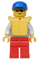 Coast Guard 1 with red legs, blue cap with rescue pattern, sunglasses, and life jacket - res006