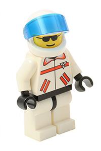 Res-Q Figure Minifigure - Minifigure from Res-Q 1 set with a helmet featuring a trans-dark blue visor - rsq004a