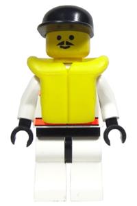 Res-Q Figure Minifigure - Res-Q 2 minifigure wearing a black cap and a life jacket - rsq013