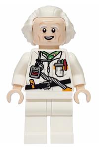 Doc Brown Minifigure - Doc Brown with long hair wearing a toot belt - sc139