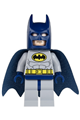 Batman with light bluish gray suit with yellow belt and crest, dark blue mask and cape - sh025