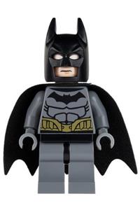 Batman Minifigure - Batman with dark bluish gray suit, gold belt, dark bluish gray hands - sh089