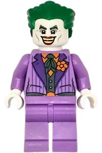The Joker Minifigure - The Joker with green hair swept back wearing a medium lavender suit and dark green vest - sh0903