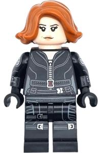 Black Widow Minifigure - Black Widow with dark orange short hair in a black jumpsuit, printed legs, and printed arms - sh0922