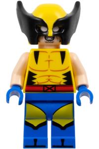 Wolverine Minifigure - Wolverine with a yellow and black mask, and blue hands - sh0939