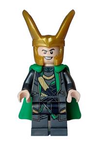 Loki Minifigure - Loki wearing a pearl dark gray suit with a flexible rubber cape - sh0968