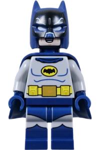 Classic TV Series Batman Minifigure - Batman from Classic TV Series Batman with goggles, light bluish gray torso, and flexible rubber cape - sh0986