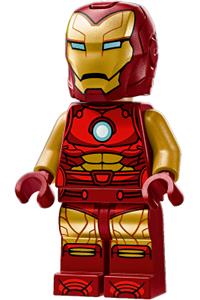 Iron Man Minifigure - Iron Man with dark red and gold armor, pearl gold arms, wearing a helmet with visor and a round arc reactor - sh1008