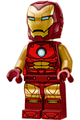 Iron Man with dark red and gold armor, pearl gold arms, wearing a helmet with visor and a round arc reactor - sh1008