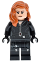 Black Widow with dark orange mid-length hair, wearing a black jumpsuit with printed legs and black hands - sh1012