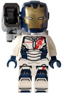 Iron Legion Minifigure - Iron Legion with a dark blue head, one piece helmet, and stud shooter - sh1035