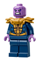 Thanos minifigure wearing a dark blue and gold outfit with shoulder armor - sh1044