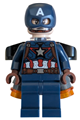 Captain America wearing a dark blue suit with a reddish brown belt and harness, reddish brown hands and a jet pack - sh1056