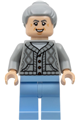 Aunt May wearing a light bluish gray cardigan sweater and bright light blue legs - sh1058